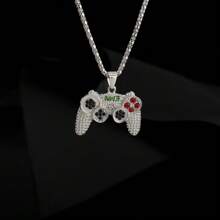 1pc Fashionable Stainless Steel Pendant Necklace With Gemstone Inlaid Game Controller Shape Pendant, A Must-Have Item For Gamers, Suitable For Both Men And Women; A Great Choice Of Gift For Friends On Special Occasions Such As Valentine's Day, Birthdays, Or Roommates Gifts.,Mom,Mother,Mother's Day,Gift