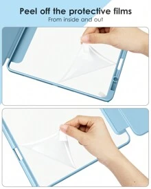 DTTOCASE IPad Pro 12.9 Case For 6th/5th/4th/3rd Gen (2022-2018) & IPad Air M3/M2 13 Inch (2025/2024) – Clear Protective Cover With Built-In Apple Pencil Holder, Auto Sleep/Wake & Camera Protection - 天藍色 - 查看 7