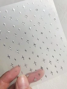 1pc 5D With Rhinestones Star Nail Art Stickers Luxury Laser Silver Self Adhesive Cute Manicure Decals Decorations Accessories