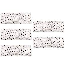 Set Of 5 Elastic Bandanas, Floral Print, Polyester And Elastane, White/Black, 26.5 X 8.4 Cm