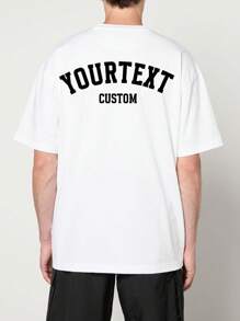Customized Fashion Men's T-Shirt, Add Text, Front And Back, Gifts, Anniversaries, Parties - White - View 3