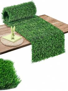 1 Roll 15.7x78.84in/18.89X27.55In Table Centerpiece Encrypted Artificial Grass Green Synthetic Table Runner/Mat ,Outdoor Decor,Garden Decor(Cuttable)