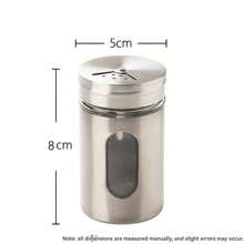 Tarro de especias de acero inoxidable para cocina, recipiente de vidrio con tapa de acero inoxidable para controlar la sal - Plateado - Ver 6