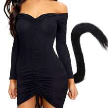 1pc Japanese Lolita Style Animal Polyester Fiber Cat Tail Cosplay Accessory, Long Fur Cat Tail Decor, Suitable For All Seasons - Multicolor - View 2