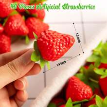 18PCS Plastic Artificial Red Strawberries Fake Lifelike Simulation Realistic Strawberry Artificial Fruits Decoration Photography Prop For Home Kitchen Decoration, Desktop Decoration,Fake Plants