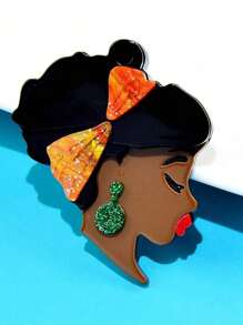 1 cái Trâm cài áo hoạt hình Acrylic chân dung cô gái đeo hoa tai, quà tặng sáng tạo được cá nhân hóa, huy hiệu ghim phụ kiện quần áo - con gái - Xem 11