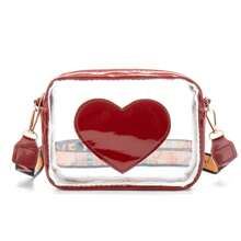 PVC Fashion Lettering Shoulder Camera Bag, Stylish And Simple Heart Decoration Transparent Jelly Sling Bag, Suitable For Travel And Vacation Waterproof Shoulder Bag, Perfect For Valentine's Day Gifts For Girlfriend, Lover, And Friends.