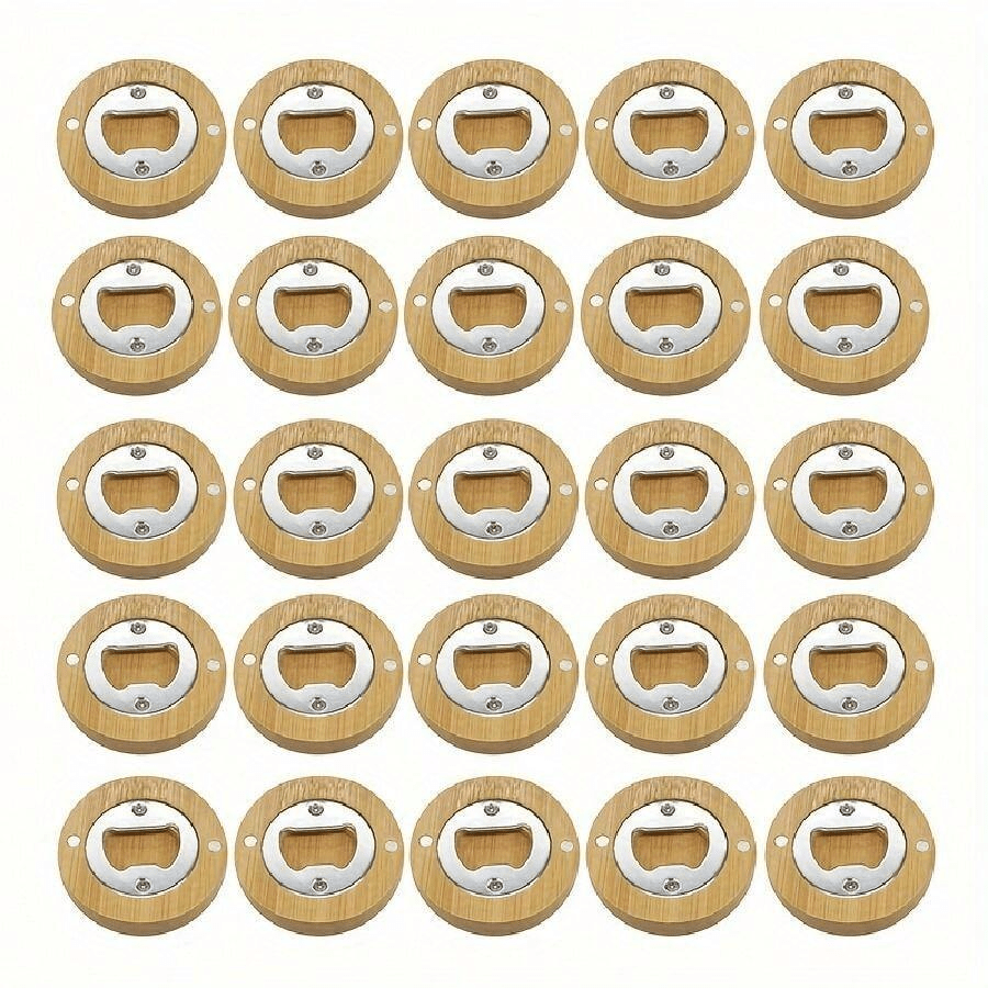 15 peças, abridor, abridor de garrafas, abridor de garrafas redondo de bambu, adequado para bar ou casa, ferramenta de bar, presente de lembrancinha de festa de casamento, acessórios de bar, utensílios de cozinha