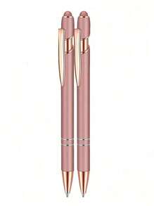 12/8/4/2pcs 2-In-1 Rose Gold Metal Stylus Ballpoint Pen With 1.0mm Black Ink For Touch Screen Devices Back To School