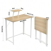 Tavolo per computer pieghevole, piccolo tavolo per computer pieghevole per studiare e lavorare in camera da letto o in soggiorno, 80x45x74 cm, stile moderno, robusta struttura in metallo, nero/bianco/rovere