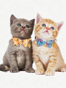 CP627 可拆卸猫项圈带铃铛，蝴蝶结，适合小猫和小狗，纯色，涤纶，仅可手洗，婚礼，基本款
