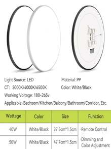 CANMEIJIA 1 pièce Plafonnier LED moderne 220V avec télécommande, lampe de plafond à gradation et variation de couleur de 3000K à 6500K. Lampe LED pour décoration de chambre à coucher, salon, cuisine, salle à manger, bureau.