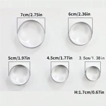 5pcs Stainless Steel Square Cookie Cutter Set, Round Dumpling Skin Tool, Heart, Flower, Star, Round Shaped Cookie & Pastry Mold - Silver - View 13