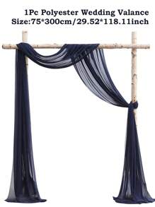 1 件 6 米藏蓝色雪纺面料，适用于楼梯扶手、户外花园装饰、家居装饰、椅背装饰、婚礼派对用品、婚礼拱门、DIY 乡村婚礼配件、婚礼仪式和宴会装饰、薄纱窗帘、雪纺桌旗、婚礼、生日、周年纪念桌布