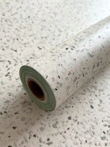 1 卷灰色和白色花岗岩接触纸 - 厚防水防油自粘乙烯基墙纸，适用于台面和家具 - 15.7x197 英寸，刨花板替代品