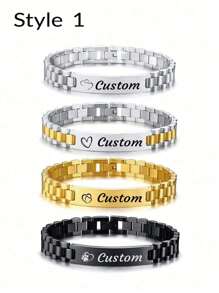 1 szt. spersonalizowana bransoletka ze stali nierdzewnej dla chłopca, spersonalizowana bransoletka z paskiem do zegarka, spersonalizowana bransoletka z imieniem dla chłopca, taty, męża, ojca, wyjątkowy, idealny prezent dla niego, chłopaka, taty, rodziny, przyjaciół, syna, dziadków, na rocznice, walentynki, urodziny, dzień ojca, ukończenie szkoły, do noszenia na co dzień, na bal maturalny, pomysły na powrót do szkoły, prezent na walentynki dla chłopca i dziewczyny, wielofunkcyjny, ozdobny, z literą, grawerowany, schludny, kolorowy, uroczy, kawaii, uroczy, codzienny, niestandardowy, spersonalizowany, wyjątkowy, spersonalizowany, prezent dla dziecka, idealny prezent dla niego, idealny prezent dla niej, syna, córki, na dzień dziecka, szykowna jesień, dzieci, spersonalizowana biżuteria modowa dla nastolatków, moda na powrót do szkoły