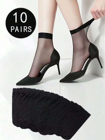 10 双透明水晶丝袜，夏日舒适之选！超长薄款，加固脚趾，优雅中筒设计