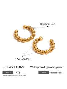 Uworld 1Pair Of Exquisite And Fashionable Ladies C Shape Flower Design Stainless Steel Ear Clips 18K Gold Plated Waterproof High Quality Ladies Jewelry Suitable For Daily Wear Vacation Seaside Etc - Ear Clip - View 12