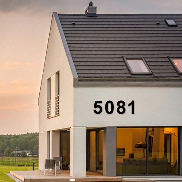 1 Stück modernes Haus Nummerntafel, künstlerisches Metall Haus Nummer Adressschild, Briefkasten Garten Outdoor Adress-Ziffern, einfach zu installieren, benötigt keinen Strom, geeignet für Haustür, Outdoor, Hotel, Haus Adress-Dekoration