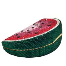 Women Cute Watermelon Rhinestone Evening Clutch Glitter Crystal Purse - Đỏ - Xem 4