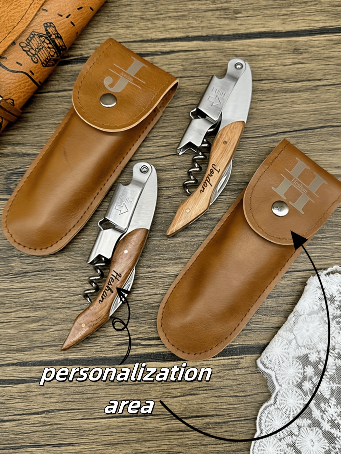 Personalized Name Seahorse Bottle Opener Set, Red Wine Bottle Opener, Portable Bottle Opener, Seahorse + Leather Case, Bar, Wedding, Best Man Gift, Party Gift, Gift For Father
