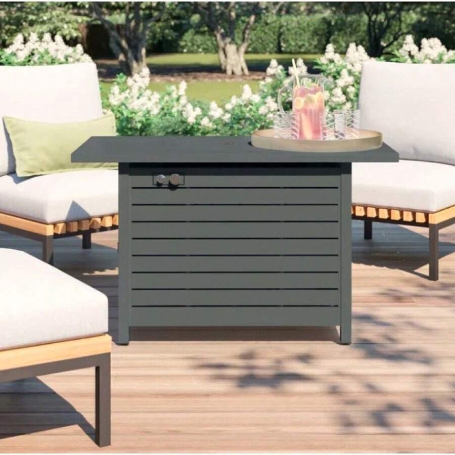 25 H X 42 W Outdoor Fire Pit Table With Lid (Gray)