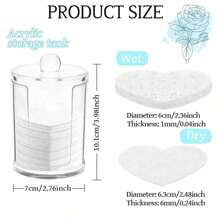 50 Pieces Reusable Compressed Natural Facial Sponges Round Soft Face Exfoliator Makeup Removal Cleansing Sponge Reusable Cosmetic Sponge With Clear Plastic Sponge Storage Jar