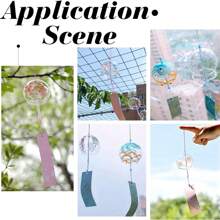 1pc Japanese Style Handmade Glass Wind Chimes In Pink Cherry, Red, Blue, Suitable As Birthday Gift And Home Decor