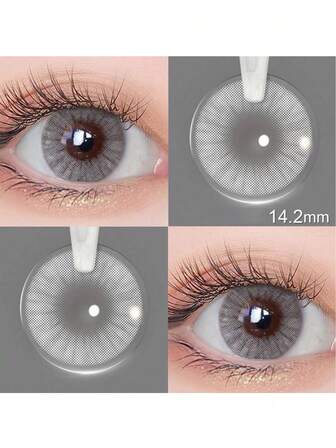 1 par ljusgrå mjuka färgade kontaktlinser, 1 år, engångsbruk, 2 st högkvalitativa linser