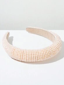 1 pieza Diadema de mujer estilo coreano de unicolor brillante decorada con cristales, diadema versátil y elegante de corona alta de esponja suave, nuevo diseño de primavera