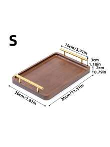 1pc Wooden Rectangular Serving Tray With Handle, Multi-Functional Kitchen Decor Tray, Suitable For Festivals And Meals - Multicolor - View 11