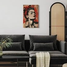 1pc Framed Canvas Poster, Retro Vintage Woman Wall Art Canvas Paintings, Ideal Gift For Bedroom Living Room Corridor, Wall Art, Room Decoration - Multicolor - View 3