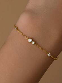 1Pc Heart & Clover 925 Sterling Silver Stackable Hand Chain Bracelet For Women | Romantic Dainty Adjustable Chain For Valentine's Day, Anniversary, Wedding | Fine Jewelry Gift Box