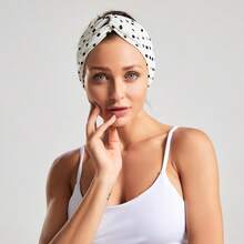 Set Of 5 Elastic Bandanas, Floral Print, Polyester And Elastane, White/Black, 26.5 X 8.4 Cm