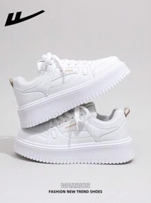 WARRIOR 1 Paar WARRIOR Damen Lässig Platform Skateboard Schuhe, Schnürdesign Niedrig-Top Outdoor Flach Sneaker für Herbst, dicksohliger modern Klassisch chunky Sneaker mit Retro-Details, bequem und stylisch, geeignet für Studenten