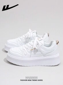 WARRIOR 1 Paar WARRIOR Damen Lässig Platform Skateboard Schuhe, Schnürdesign Niedrig-Top Outdoor Flach Sneaker für Herbst, dicksohliger modern Klassisch chunky Sneaker mit Retro-Details, bequem und stylisch, geeignet für Studenten