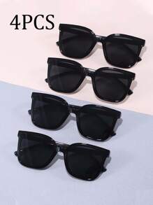 4PCS/2PCS/1PC 复古方形青少年眼镜，休闲风格，黑色 PC 镜框和镜片，户外徒步装饰眼镜，青少年时尚眼镜 - 彩色 - 查看 8