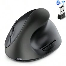 Souris verticale sans fil ergonomique Bluetooth 5.0 à double mode 1600 DPI réglable, 6 boutons, souris silencieuse rechargeable sans fil pour Win/Android/iOS (500 mAh)