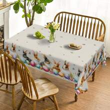 1/20pcs Easter Theme Tablecloth, Cute Rabbit, Colorful Eggs And Butterfly Floral Print Tablecloth, Happy Easter Tablecloth, Spring Theme Dining Table Decor, Easter Decoration, Easter Gift - Multicolor - View 12