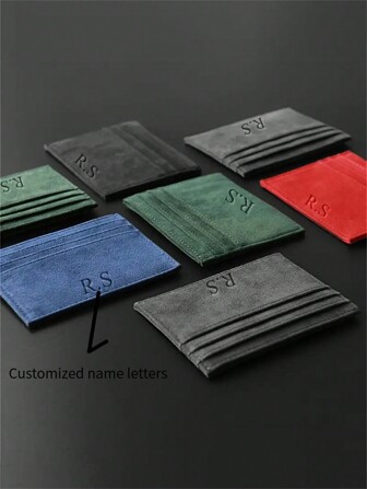 [Individuell] Personalisierter, individuell gravierter ultra-dünner Kartenetui aus Kunstleder - schlankes, mehrfach-Schlitz Design für Männer & Frauen, Y2K, Kawaii, niedlich, bunt, süß, stilvoll, individuell, personalisiert, einzigartig, individualisiert, ideales Geschenk für sie, Freundin, Freunde, Familie, sie