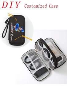 1pc Customized Cable Organizer Pouch - Can Be Customized With Your Unique Design (Photo, Name, Illustration) For Mobile, Digital Electronics, Power Bank, Charger, U Disk, Earphone Storage