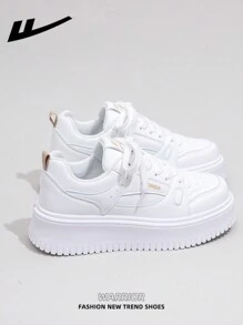 WARRIOR 1 Paar WARRIOR Damen Lässig Platform Skateboard Schuhe, Schnürdesign Niedrig-Top Outdoor Flach Sneaker für Herbst, dicksohliger modern Klassisch chunky Sneaker mit Retro-Details, bequem und stylisch, geeignet für Studenten
