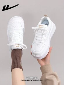 WARRIOR 1 Paar WARRIOR Damen Lässig Platform Skateboard Schuhe, Schnürdesign Niedrig-Top Outdoor Flach Sneaker für Herbst, dicksohliger modern Klassisch chunky Sneaker mit Retro-Details, bequem und stylisch, geeignet für Studenten