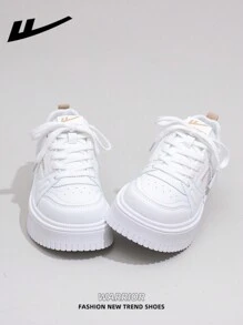WARRIOR 1 Paar WARRIOR Damen Lässig Platform Skateboard Schuhe, Schnürdesign Niedrig-Top Outdoor Flach Sneaker für Herbst, dicksohliger modern Klassisch chunky Sneaker mit Retro-Details, bequem und stylisch, geeignet für Studenten