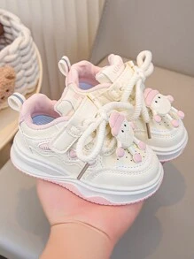 1 双儿童卡通图案运动鞋，儿童时尚休闲鞋，幼儿防滑软底运动鞋 - 米色 - 查看 3