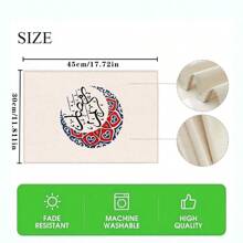 1/4/5 مجموعة من أطقم أغطية الطاولة ومناديل المائدة، نسيم رمضان، بنمط الهلال على نسيج الكتان الأبيض، باللون الأحمر والأزرق، بمقاس 12 بوصة * 18 بوصة، ديكور المائدة للمطبخ ومناسبات العائلية، ديكور المنزل النسيجي، منشفات