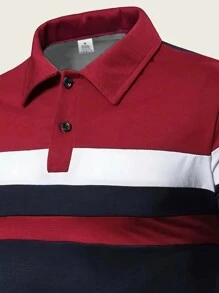 Men's Casual Striped Color Block Short Sleeve Polo Shirt For Commute - Multicolor - View 4