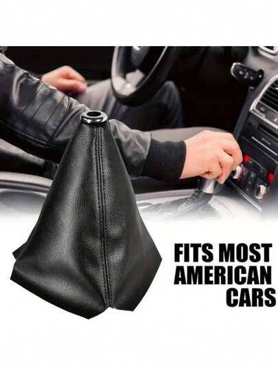 1pc High Quality PU Leather Gear Shift Knob Cover, Manual Transmission Shift Gear Stick Shifter Boot With Dust-Proof Cover, Comfortable Grip Feeling And Easy Installation, Provides Protection For Vehicle