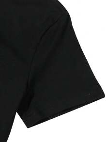 Camiseta de Hombre Personalizada con Patrón + Texto Impreso en el Pecho - Negro - Ver 4