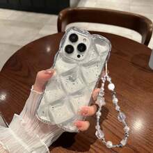 IPhone 16 Pro Max Phone Case, New Rhinestone Transparent Silver Foil Shockproof Silicone Stylish Protective Cover Compatible With Iphone 12/11/13/14 Pro Max